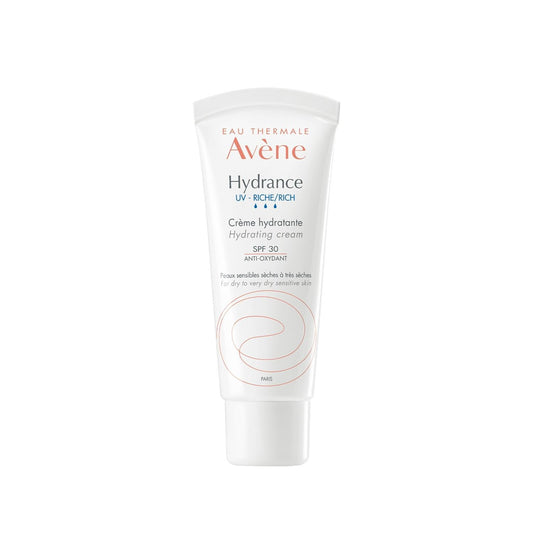 Crème hydratante Avène Hydrance Riche SPF30 - Hydratation et protection solaire pour peaux sèches et sensibles - 40 ml