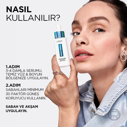 Sérum corrector de manchas oscuras con niacinamida Bright Reveal de L'Oréal Paris: atenúa marcas de acné, manchas solares y de la edad para una piel radiante