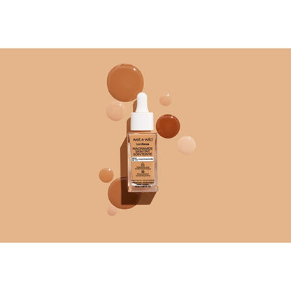 Fond de teint sérum Niacinamide Wet n Wild : Fair Beige, couvrance légère, améliore le grain de peau, fini satiné naturel
