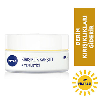 Crème visage anti-rides Nivea pour peaux matures 55+ - Hydratation profonde et protection UV