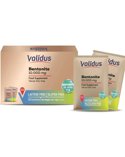 Sobre de líquido de bentonita Validus 10000 mg, paquete de 30 unidades