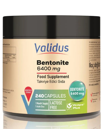 Suplemento dietético de bentonita Validus 6400 mg 240 cápsulas