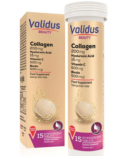 Comprimés effervescents de beauté au collagène Validus pour la peau, 15 unités