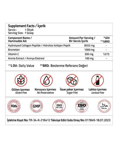 Poudre de peptides de collagène et bromélaïne Validus 300 g