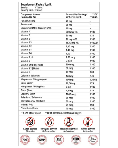 Multivitamine quotidienne Validus Energy pour la vitalité, 30 comprimés