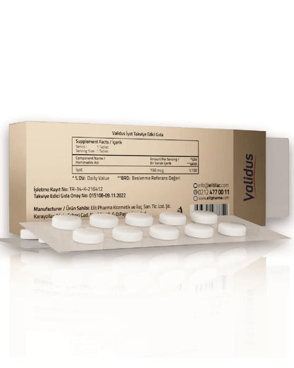 Suplemento mineral diario de yodo Validus 150 mcg 30 tabletas