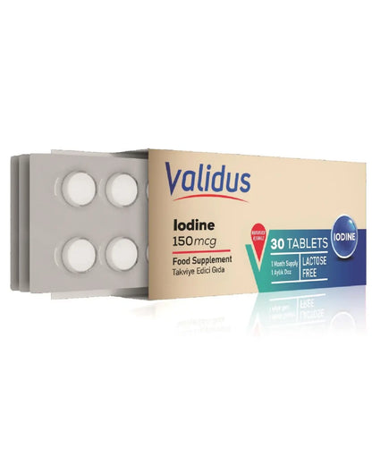 Suplemento mineral diario de yodo Validus 150 mcg 30 tabletas