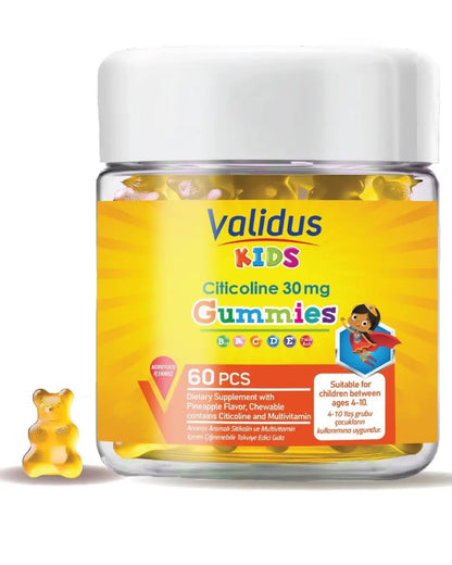 Gomitas de apoyo cognitivo con citicolina para niños Validus, 60 unidades