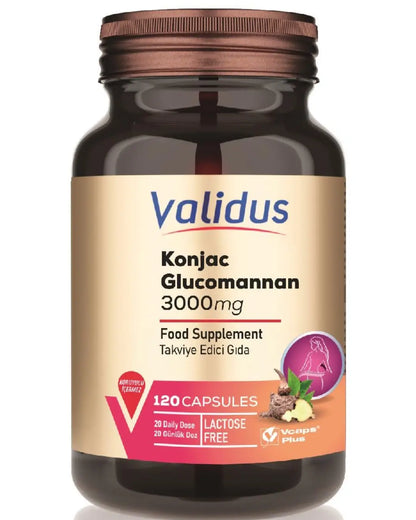 Suplemento alimenticio de glucomanano de konjac Validus 3000 mg, 120 cápsulas
