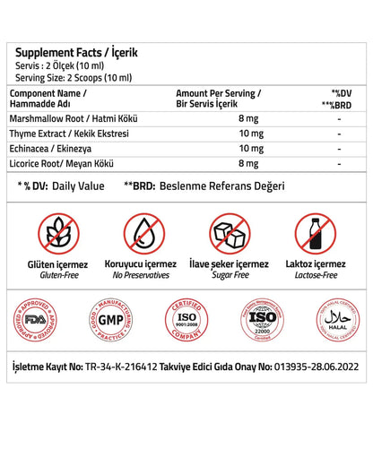 Jarabe de apoyo herbal Validus de regaliz y equinácea 150 ml