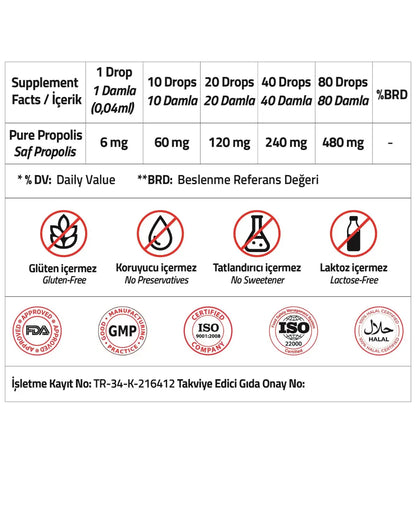 Gouttes de Propolis Validus 480 mg pour le bien-être quotidien 20 ml
