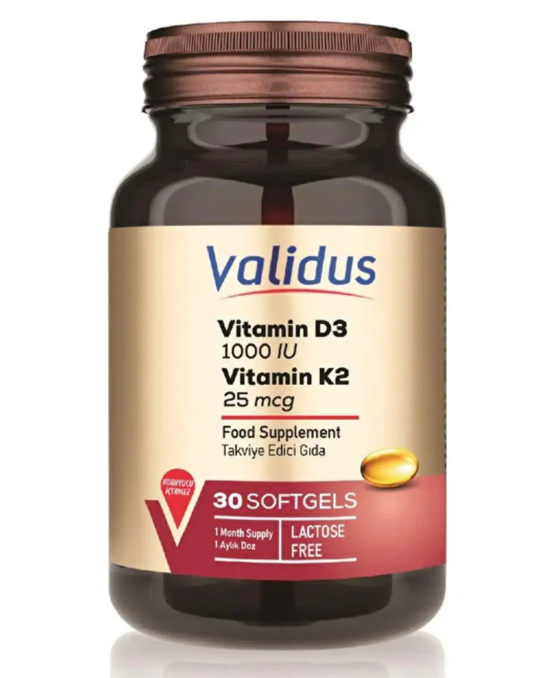 Validus Vitamin D3 & K2 Supplement for Bone Support 30 Softgels