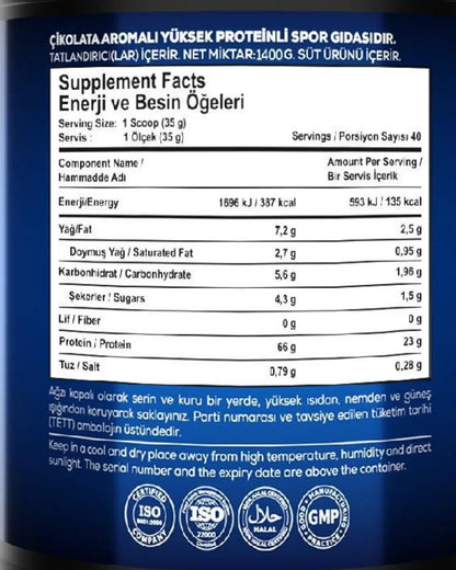 Complément alimentaire Validus Whey Protein Complex Chocolat 1400g
