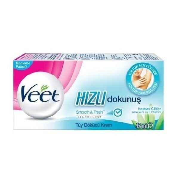 Crème dépilatoire peaux sensibles Veet pour des résultats rapides 45 ml