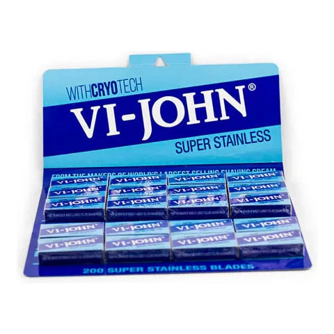 VI-John Super Stainless Double Edge Razor Blades - 20 x 10 Pack Razor Blades Pasteur Pharmacy