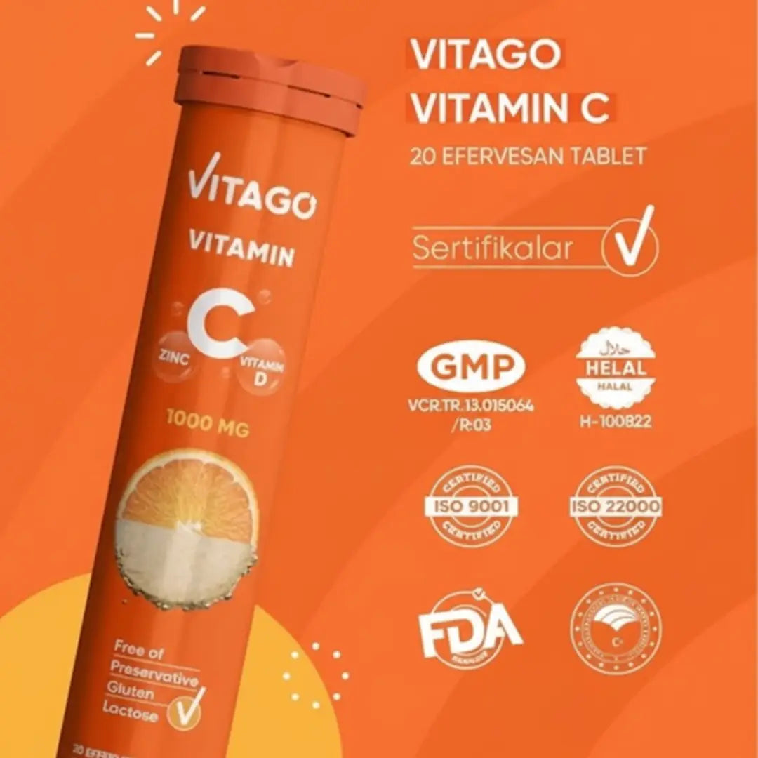 Vitago Vitamin C, D & Zinc Effervescent Tablets 20 Count