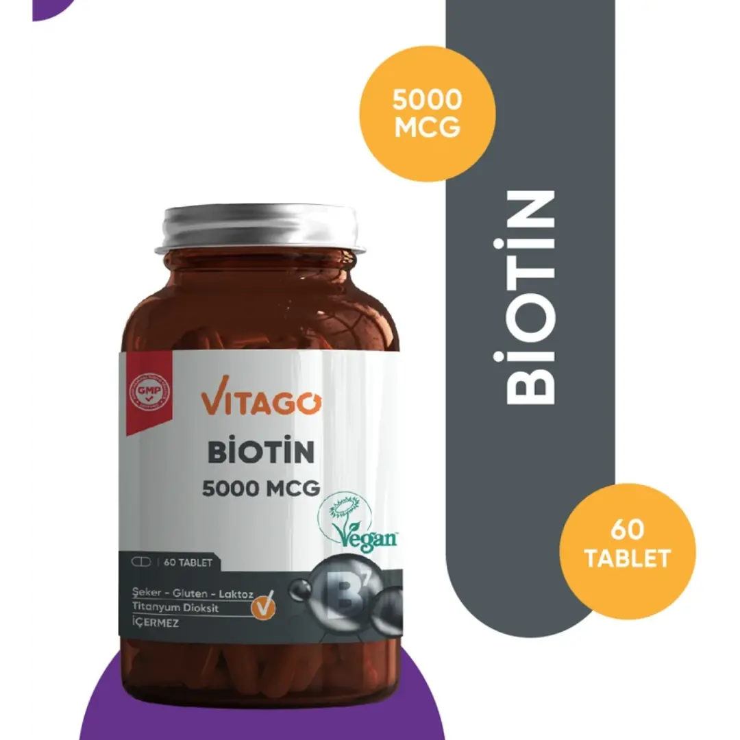 Vitago Premium Biotin 5000 mcg Support for Hair and Nails 60 Tablets