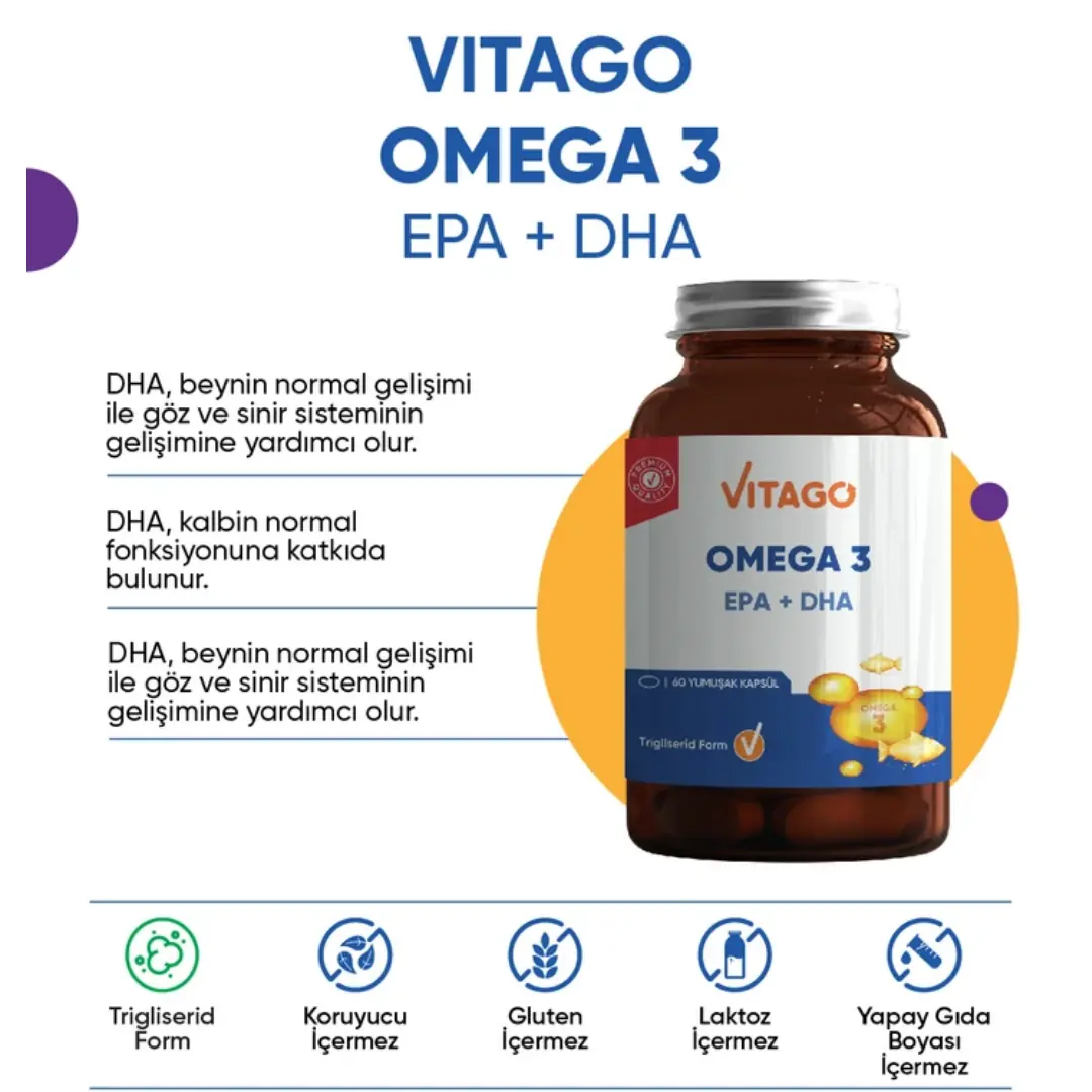 Vitago Premium Omega 3 Softgel Dietary Supplement 60 Count