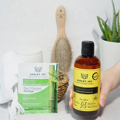 Mascarilla capilar voluminizadora y fortalecedora Ashley Joy: Aceite de murumuru y extracto de bambú para cabello tratado químicamente - Protección térmica y engrosamiento