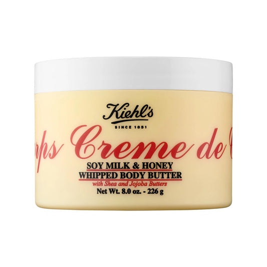 Kiehl's Creme de Corps Soy Milk & Honey Whipped Body Butter: Hidratación de 24 horas para piel seca y sensible | Hidratante natural, sin parabenos