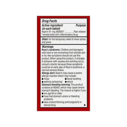 Leader Chewable Aspirin Tablets Cherry 81mg 36ct Health Care Pasteur Pharmacy