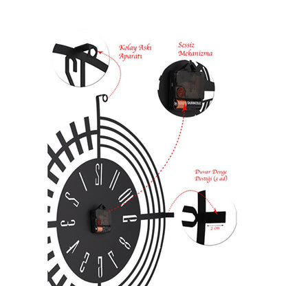 Horloge murale silencieuse en métal moderne Muyika 50x50 cm - Grande horloge décorative pour la maison, le bureau