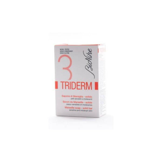BioNike Triderm Jabón de Marsella - Pastilla de jabón limpiadora, suave e hidratante para pieles secas y sensibles - Auténtico jabón de Marsella, 100g