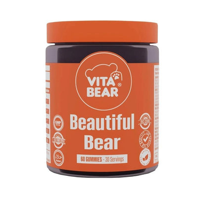 Vita Bear Beautiful Bear : Gommes au collagène et à l'acide hyaluronique pour une peau, des cheveux et des ongles éclatants - Complément beauté à mâcher