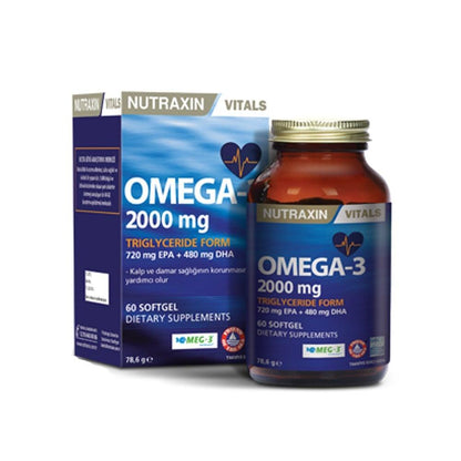 Nutraxin Omega 3 Aceite de Pescado 2000mg - EPA y DHA - 60 Cápsulas Blandas