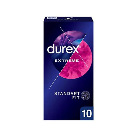 Préservatifs Durex Extreme - Éjaculation retardée, lubrifiés, texturés pour une intimité accrue - Boîte de 10