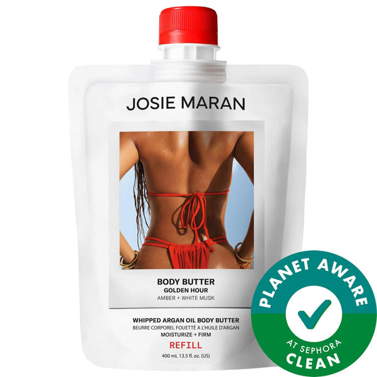 Manteca corporal reafirmante Josie Maran con aceite de argán batido - Cuidado de la piel natural para piel seca, hidratación duradera