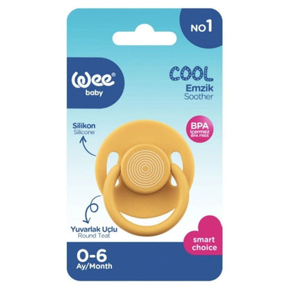 Sucette Wee Baby Cool à bout rond moutarde 0-6 mois