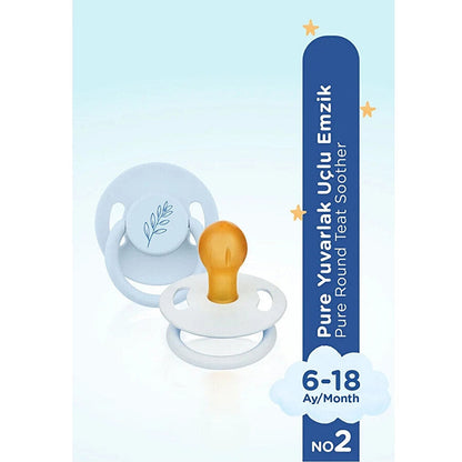 Sucette en caoutchouc à embout rond Wee Baby Pure n°2 Crème 6-18 mois