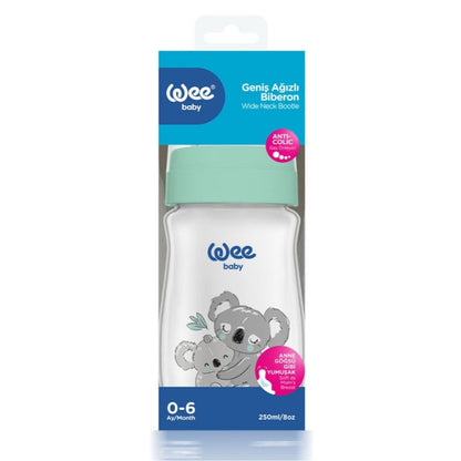 Biberón de cuello ancho Wee Baby Safari de polipropileno con asas, 250 ml