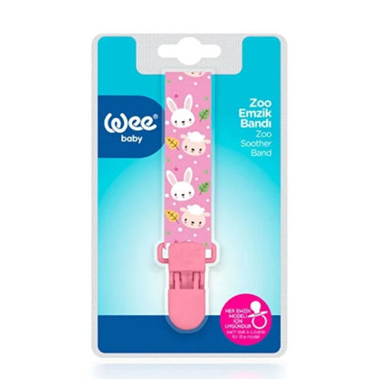 Attache-sucette Wee Baby Zoo rose pour une fixation sécurisée