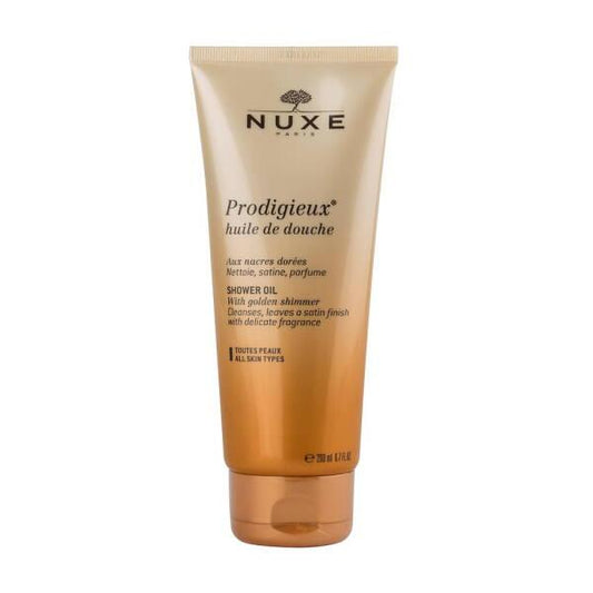 Huile de Douche Prodigieux Nuxe : Huile de douche aux nacres dorées pour une peau douce et éclatante - 200 ml