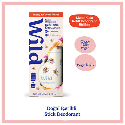 Desodorante natural recargable de miel silvestre y flor de cactus, 40 g