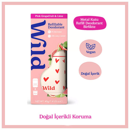 Desodorante natural recargable de pomelo rosa silvestre y lima 40 g