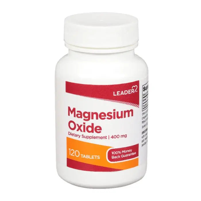 Leader Magnesium Oxide 400 mg Tablets (120 Count) for Muscle & Bone Health Vitamins & Supplements Pasteur Pharmacy