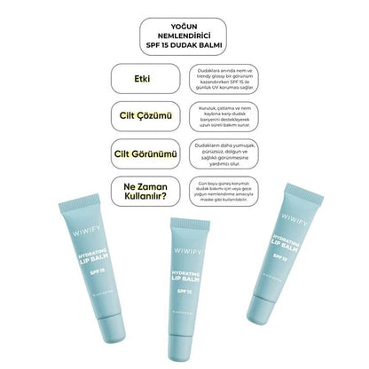 Baume à lèvres hydratant Wiwify FPS 15 fini brillant 15 ml