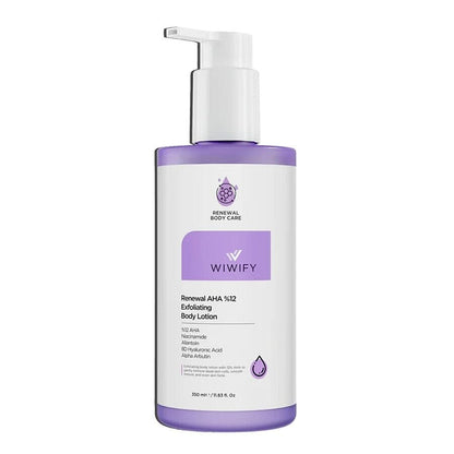 Lotion corporelle exfoliante et hydratante Wiwify Renewal AHA 12 %, 350 ml