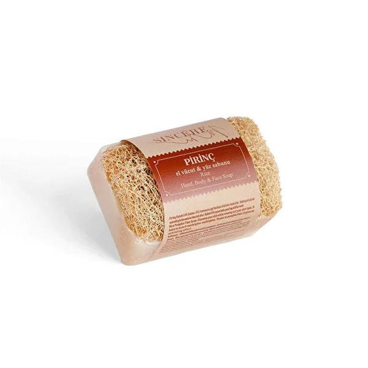 Jabón Exfoliante de Arroz y Luffa Sincere - 120g Secreto de Belleza Natural Turco - Limpieza Suave de la Piel, Piel Tersa, Exfoliante Natural