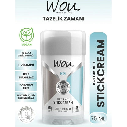 Déodorant stick longue durée fraîcheur Wou Men 75 ml