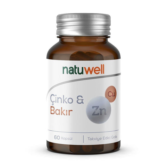 Natuwell Zinc Copper Dietary Supplement - 60 Capsules for Immune System Support