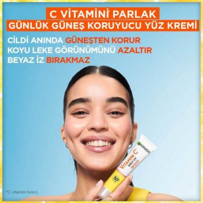 Protector solar diario Garnier Vitamina C FPS 50+ - 40 ml | Fórmula iluminadora