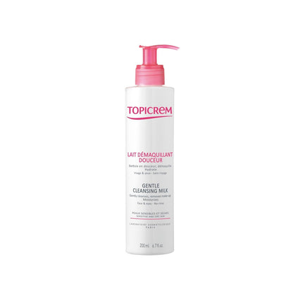 Lait Nettoyant Douceur Topicrem 200 ml - Démaquillant sans paraben pour peaux sèches et sensibles