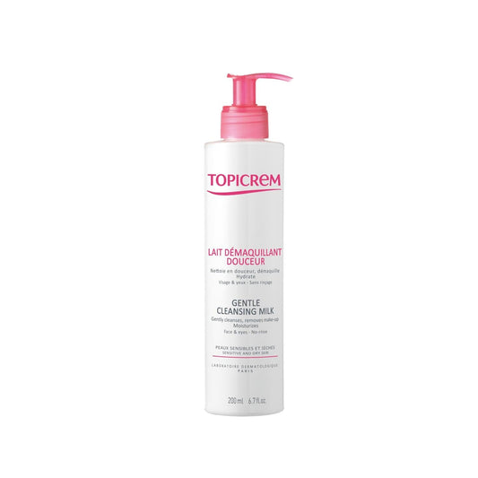 Topicrem Gentle Cleansing Milk 200ml - Paraben-Free Makeup Remover for Dry & Sensitive Skin