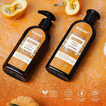 Shampooing réparateur sans sulfate Tresan à l'huile de pépins de courge - Soin capillaire doux, nourrissant et naturel pour cheveux abîmés