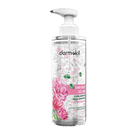 Gel nettoyant visage à l'eau de rose naturelle Dermokil - Nettoyant visage hydratant et doux pour peaux sensibles aux peptides et à la CICA - 200ml