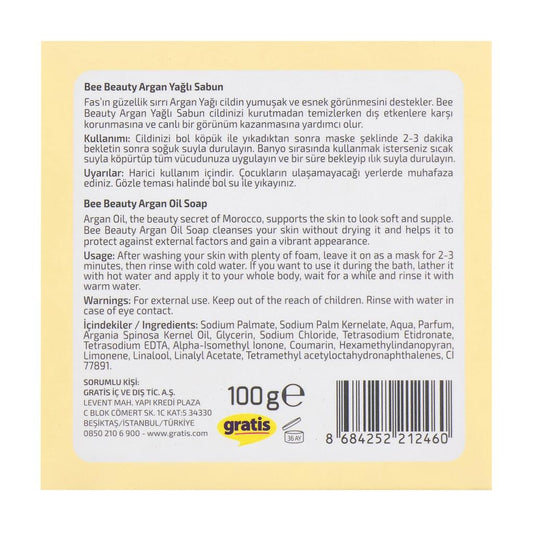 Bee Beauty Argan Oil Bar Soap for Soft Skin 100g